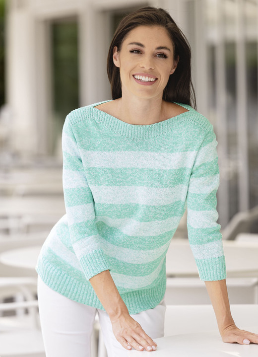Pullover - Pullover aus Melangegarn Pullover - Pullover aus Melangegarn, in Größe 036 bis 052, in Farbe MINT-WEISS MELIERT