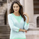 Pullover - Pullover in Doppel-Optik – Farbe MINT-WEISS – Ansicht 2 Pullover - Pullover in Doppel-Optik, in Größe 038 bis 054, in Farbe FLIEDER-WEISS – Farbe MINT-WEISS – Ansicht 2