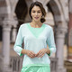 Pullover - Pullover in Doppel-Optik – Farbe MINT-WEISS – Ansicht 1 Pullover - Pullover in Doppel-Optik, in Größe 038 bis 054, in Farbe FLIEDER-WEISS – Farbe MINT-WEISS – Ansicht 1