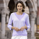 Pullover - Pullover in Doppel-Optik – Farbe FLIEDER-WEISS – Ansicht 1 Pullover - Pullover in Doppel-Optik, in Größe 038 bis 054, in Farbe FLIEDER-WEISS – Farbe FLIEDER-WEISS – Ansicht 1
