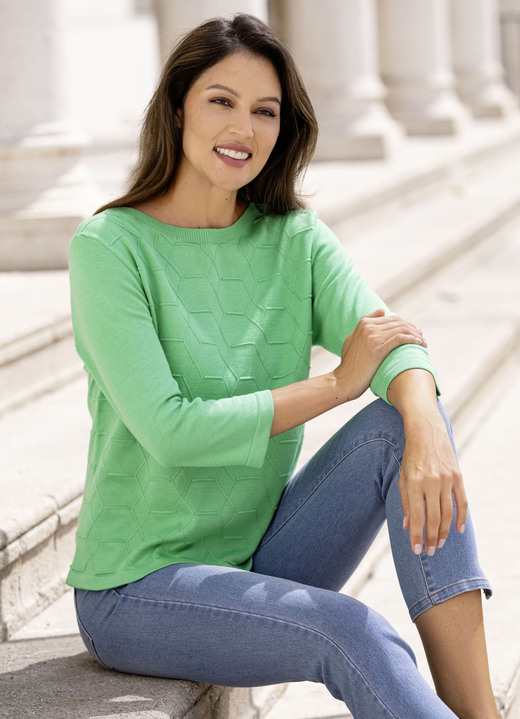 Pullover - Pullover mit grafischer Struktur, in Größe 036 bis 052, in Farbe KORALLE Ansicht 3