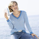 Pullover - Pullover in Ringeldessin – Farbe JEANSBLAU-ECRU – Ansicht 3 Pullover - Pullover in Ringeldessin, in Größe 036 bis 052, in Farbe JEANSBLAU-ECRU – Farbe JEANSBLAU-ECRU – Ansicht 3