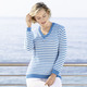 Pullover - Pullover in Ringeldessin – Farbe JEANSBLAU-ECRU – Ansicht 2 Pullover - Pullover in Ringeldessin, in Größe 036 bis 052, in Farbe JEANSBLAU-ECRU – Farbe JEANSBLAU-ECRU – Ansicht 2