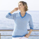 Pullover - Pullover in Ringeldessin – Farbe JEANSBLAU-ECRU – Ansicht 1 Pullover - Pullover in Ringeldessin, in Größe 036 bis 052, in Farbe JEANSBLAU-ECRU – Farbe JEANSBLAU-ECRU – Ansicht 1