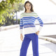 Pullover - Pullover mit zartem Strukturmuster – Farbe ECRU-BLAU-GRÜN – Ansicht 3 Pullover - Pullover mit zartem Strukturmuster, in Größe 036 bis 052, in Farbe ECRU-BLAU-GRÜN – Farbe ECRU-BLAU-GRÜN – Ansicht 3