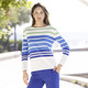 Pullover - Pullover mit zartem Strukturmuster – Farbe ECRU-BLAU-GRÜN – Ansicht 2 Pullover - Pullover mit zartem Strukturmuster, in Größe 036 bis 052, in Farbe ECRU-BLAU-GRÜN – Farbe ECRU-BLAU-GRÜN – Ansicht 2