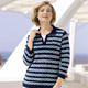 Pullover - Pullover in Doppel-Optik – Farbe MARINE-WEISS-TÜRKIS – Ansicht 1 Pullover - Pullover in Doppel-Optik, in Größe 038 bis 054, in Farbe MARINE-WEISS-TÜRKIS – Farbe MARINE-WEISS-TÜRKIS – Ansicht 1