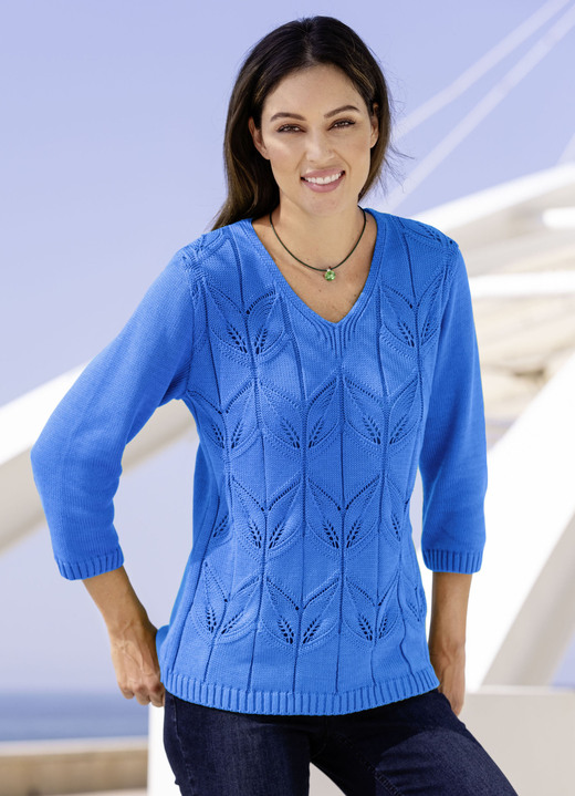 Pullover - Pullover in Mustermix, in Größe 038 bis 054, in Farbe AZURBLAU Ansicht 1