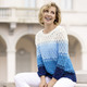 Pullover - Pullover mit Ajour-Rautendessin, in Größe 036 bis 052, in Farbe WEISS-HELLBLAU-MULTICOLOR – Farbe WEISS-HELLBLAU-MULTICOLOR – Ansicht 2