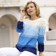 Pullover - Pullover mit Ajour-Rautendessin, in Größe 036 bis 052, in Farbe WEISS-HELLBLAU-MULTICOLOR – Farbe WEISS-HELLBLAU-MULTICOLOR – Ansicht 1