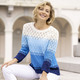 Pullover - Pullover mit Ajour-Rautendessin, in Größe 036 bis 052, in Farbe WEISS-HELLBLAU-MULTICOLOR – Farbe WEISS-HELLBLAU-MULTICOLOR – Ansicht 3