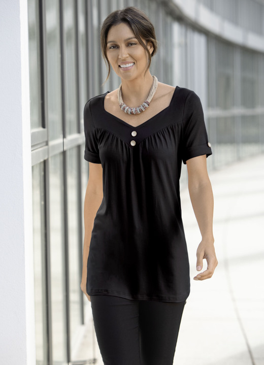 Tuniken - Tunika mit V-Ausschnitt in 2 Farben, in Größe 038 bis 052, in Farbe ROSÉ Ansicht 4