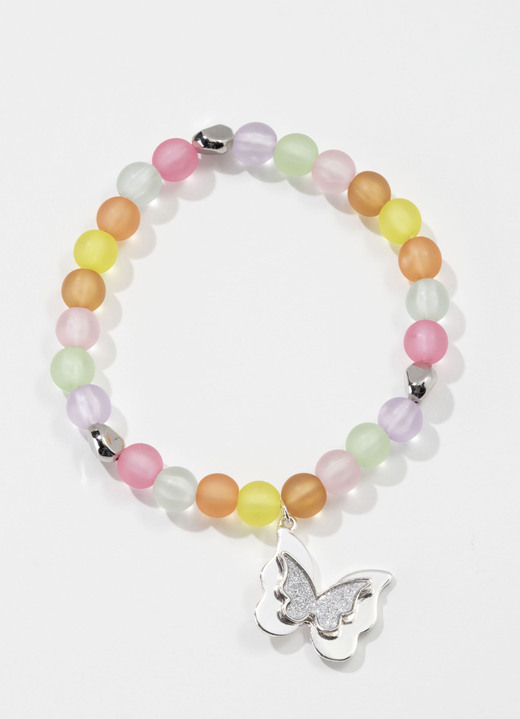 Damen-Modeschmuck - Stretch-Armband mit Schmettleringsanhänger, in Farbe MULTICOLOR