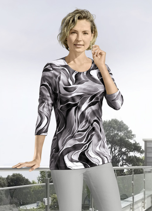 Shirts - Shirt mit 3/4-langen Ärmeln in 4 Farben, in Größe 036 bis 052, in Farbe CAMEL-BLAU Ansicht 4