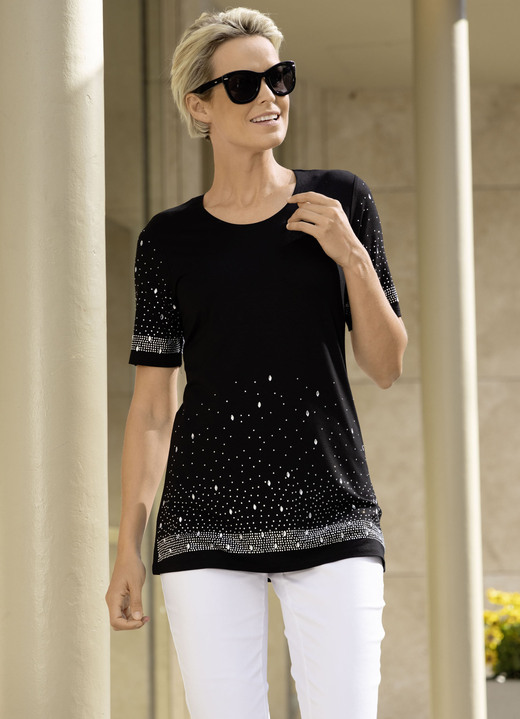 Mode - Shirt mit aufwendig gearbeiteter Strasszier in 2 Farben, in Größe 038 bis 048, in Farbe ROYALBLAU Ansicht 2