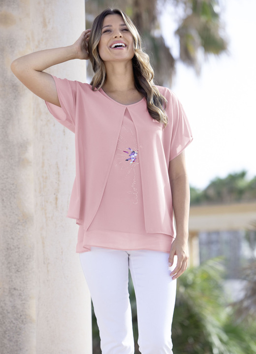 Tuniken - Tunika mit dekorativem Motiv-Druck, in Größe 036 bis 052, in Farbe ROSÉ Ansicht 6