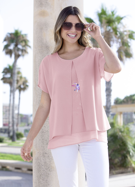 Tuniken - Tunika mit dekorativem Motiv-Druck, in Größe 036 bis 052, in Farbe ROSÉ Ansicht 4