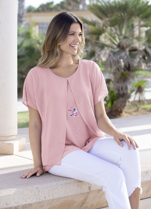 Tuniken - Tunika mit dekorativem Motiv-Druck, in Größe 036 bis 052, in Farbe ROSÉ Ansicht 5