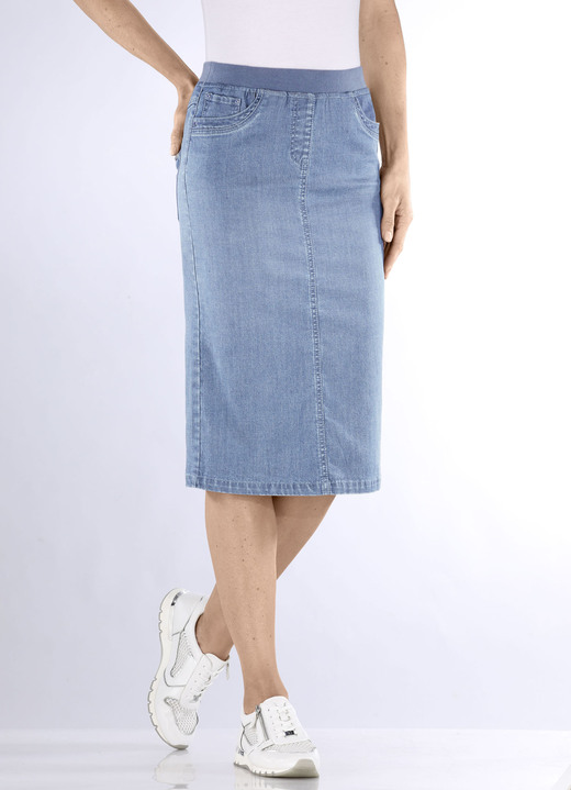 - Rock in gerader Schnittführung, in Größe 036 bis 052, in Farbe JEANSBLAU Ansicht 6