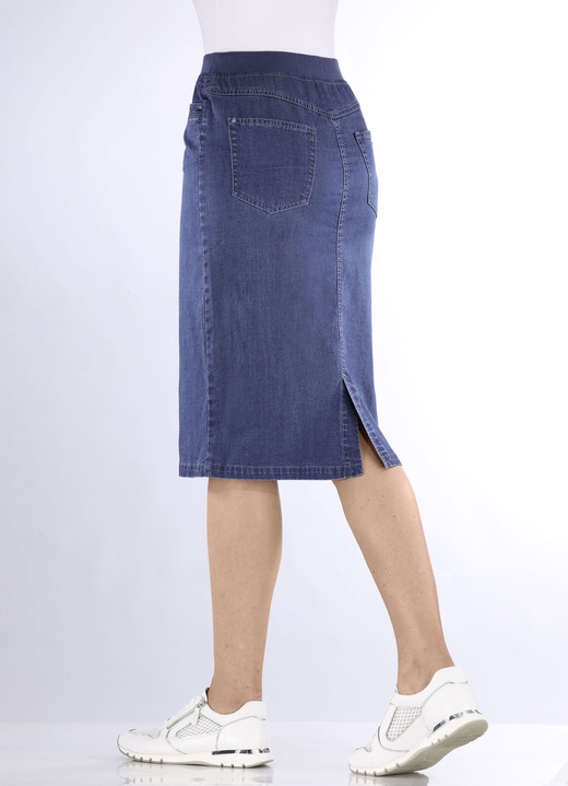 - Rock in gerader Schnittführung, in Größe 036 bis 052, in Farbe JEANSBLAU Ansicht 2