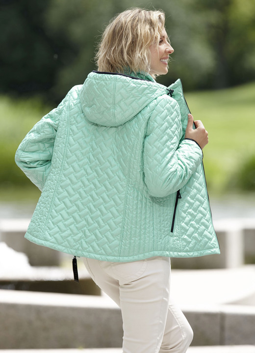 Jacken, Mäntel, Blazer - Jacke mit figurschmeichelnder Längssteppung seitlich Ansicht 2 Jacken, Mäntel, Blazer - Jacke mit figurschmeichelnder Längssteppung seitlich, in Größe 034 bis 052, in Farbe AQUA Ansicht 2