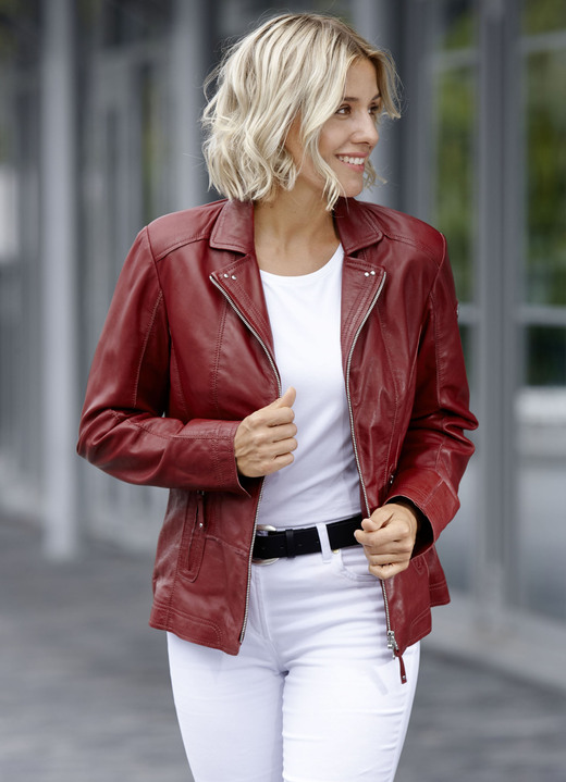 Ledermode - Lederkurzjacke von „Cabrini“, in Größe 036 bis 050, in Farbe DUNKELBLAU Ansicht 8