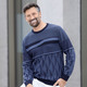 Hemden, Pullover & Shirts - Gemusterter Rundhalspullover in 2 Farben, in Größe 046 bis 062, in Farbe SCHWARZ-WEISS – Farbe MARINE-BLAU – Ansicht 2