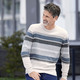 Hemden, Pullover & Shirts - Gestreifter Rundhalspullover, in Größe 3XL(64/66) bis XXL(60/62), in Farbe NATUR-GRAU-JEANSBLAU GESTREIFT – Farbe NATUR-GRAU-JEANSBLAU GESTREIFT – Ansicht 1