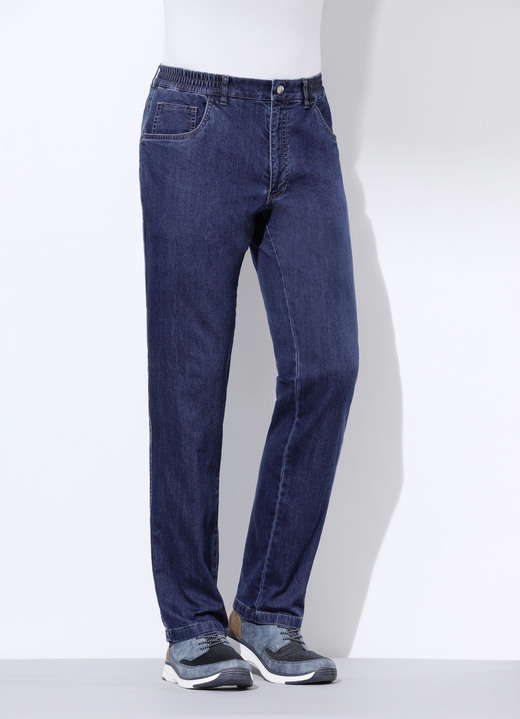 Mode - Jeans mit Gummibund in 3 Farben, in Größe 024 bis 062, in Farbe JEANSBLAU Ansicht 4