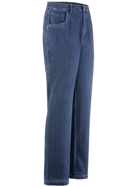 Hosen - Jeans mit Gummibund in 3 Farben Ansicht 2 Hosen - Jeans mit Gummibund in 3 Farben, in Größe 024 bis 062, in Farbe JEANSBLAU Ansicht 2