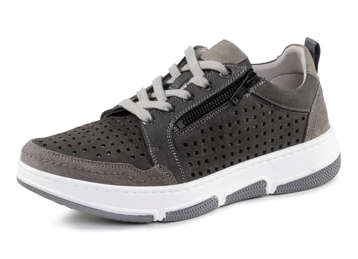 Slipper & Schnürschuhe - GINO GALANTE Schnürschuh aus luftig perforiertem Nubukleder, in Größe 040 bis 046, in Farbe MARINE Ansicht 4