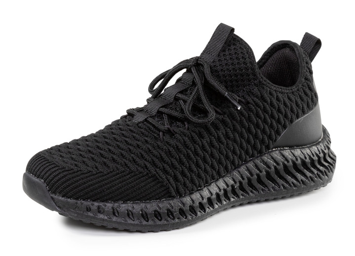 Slipper & Schnürschuhe - Schnür-Sneaker aus strukturiertem Textilmaterial, in Größe 040 bis 046, in Farbe SCHWARZ Ansicht 1