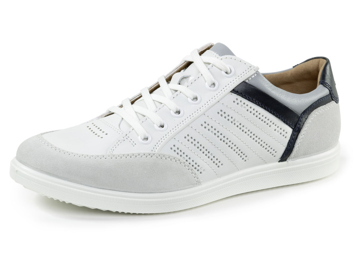 Slipper & Schnürschuhe - GINO Galante Sneaker mit Kontrast-Besätzen und Zierlochung, in Größe 040 bis 047, in Farbe BLAU Ansicht 4