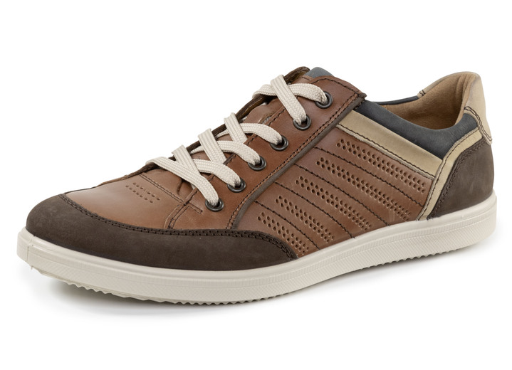 Slipper & Schnürschuhe - GINO Galante Sneaker mit Kontrast-Besätzen und Zierlochung, in Größe 040 bis 047, in Farbe BLAU Ansicht 8