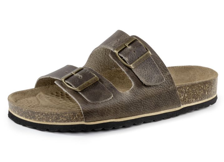 Sandalen & Pantoletten - GINO GALANTE, klassische Herren-Pantoletten, Weite H, aus Leder, in Größe 040 bis 048, in Farbe SCHWARZ Ansicht 4