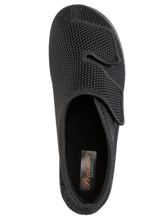 Hausschuhe - Klettschuh aus elastischem Textilmaterial, in Größe 040 bis 047, in Farbe SCHWARZ Ansicht 2