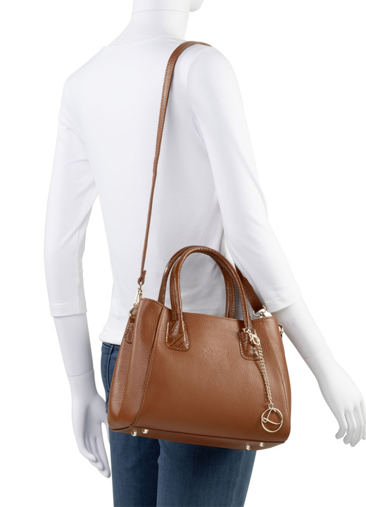 Taschen - Laurina Tasche aus genarbtem Kalb-Nappaleder, in Farbe COGNAC Ansicht 3