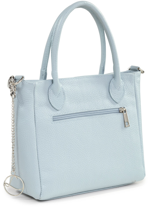 Taschen - Laurina Tasche aus genarbtem Kalb-Nappaleder mit Zierkette, in Farbe HELLBLAU Ansicht 2