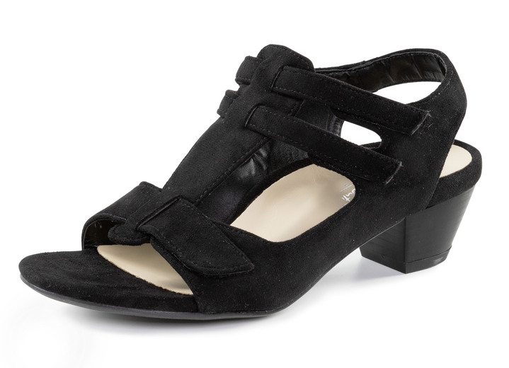 Komfortschuhe - Andrea Conti, modische Damen-Sandaletten, Weite G, mit Klettverschluss, in Größe 036 bis 042, in Farbe SCHWARZ Ansicht 1
