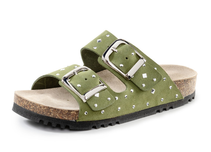 Sandaletten & Pantoletten - ELENA EDEN Pantolette mit angesagtem Nietenbesatz, in Größe 036 bis 042, in Farbe BEIGE Ansicht 4