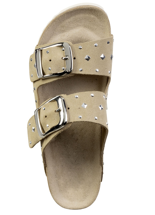 Sandaletten & Pantoletten - ELENA EDEN Pantolette mit angesagtem Nietenbesatz, in Größe 036 bis 042, in Farbe BEIGE Ansicht 2