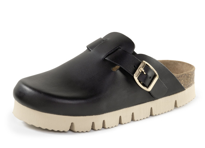 Komfortschuhe - ELENA EDEN, klassische Damen-Clogs, Weite H, mit Klettspange, in Größe 036 bis 042, in Farbe BEIGE Ansicht 4