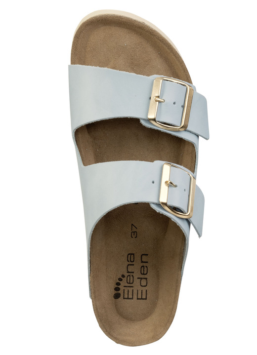 Komfortschuhe - ELENA EDEN, bequeme Damen-Pantoletten, Weite H, mit Klettspange, in Größe 036 bis 042, in Farbe HELLBLAU Ansicht 2