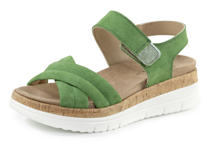 Komfortschuhe - ELENA EDEN Sandale aus Nubuk- oder Veloursleder, in Größe 035 bis 041, in Farbe GRÜN Ansicht 1