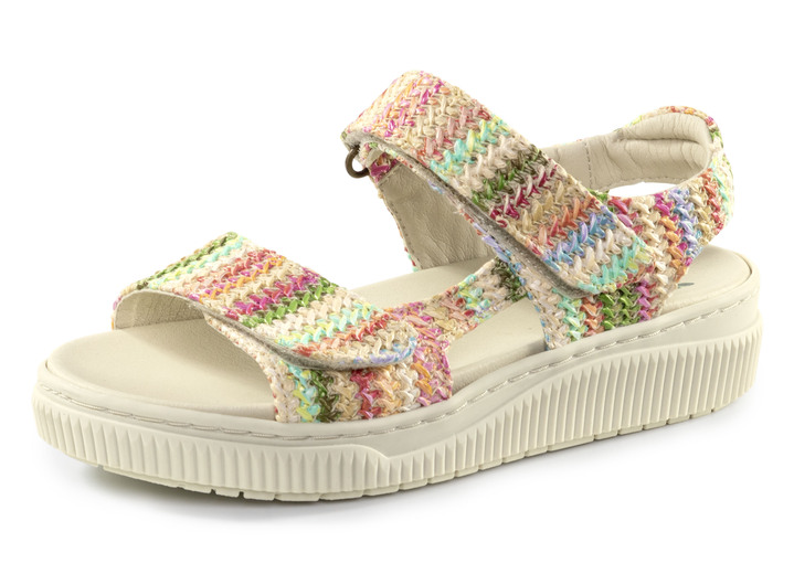 Komfortschuhe - ELENA EDEN Sandale aus interessantem Bast-Material, in Größe 036 bis 042, in Farbe BEIGE-MULTI Ansicht 1