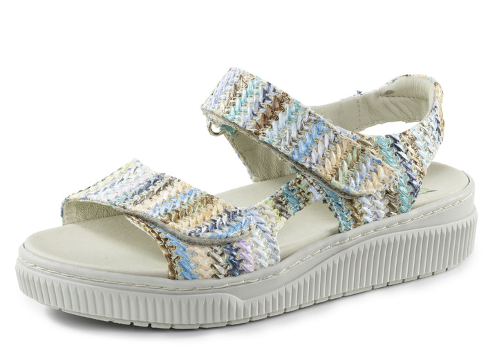 Komfortschuhe - ELENA EDEN Sandale aus interessantem Bast-Material, in Größe 036 bis 042, in Farbe BLAU-MULTI Ansicht 1