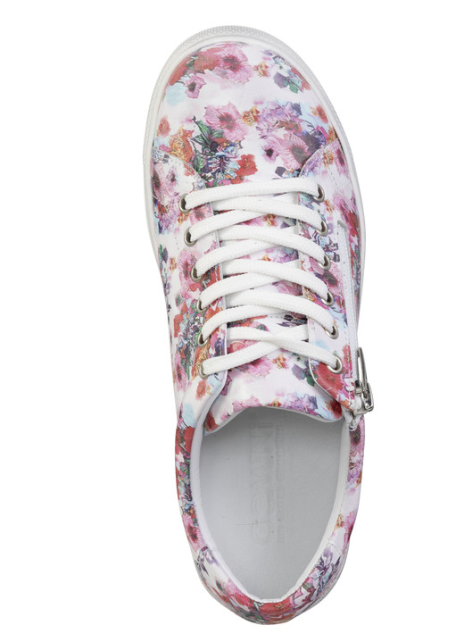 Komfortschuhe - Gemini Schnür-Sneaker aus beschichtetem, floral bedrucktem Nappaleder, in Größe 036 bis 042, in Farbe WEISS-PINK Ansicht 2