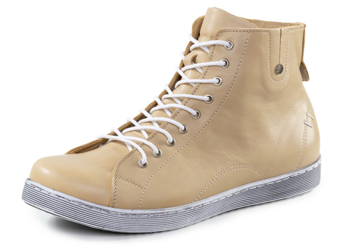 Komfortschuhe - Andrea Conti Schnür-Bootie aus fein genarbtem Nappaleder, in Größe 036 bis 042, in Farbe CAMEL Ansicht 1