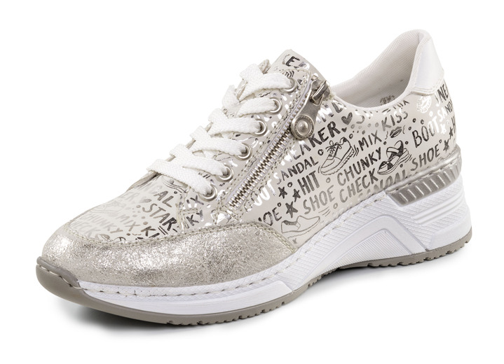Komfortschuhe - Rieker Schnür-Sneaker aus bedrucktem Synthetikmaterial, in Größe 036 bis 042, in Farbe HELLBLAU-SILBER Ansicht 9