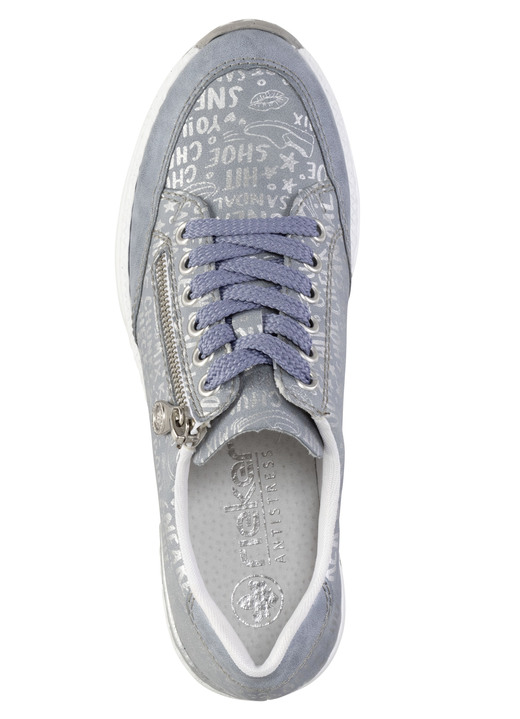 Komfortschuhe - Rieker Schnür-Sneaker aus bedrucktem Synthetikmaterial, in Größe 036 bis 042, in Farbe HELLBLAU-SILBER Ansicht 2
